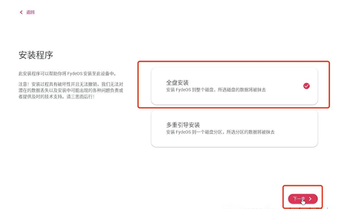 选择全盘安装